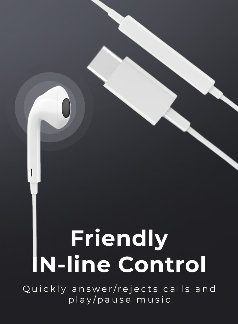 Glassology Wired Headphones In Ear Earphone White With Stereo Sound Driver Type C