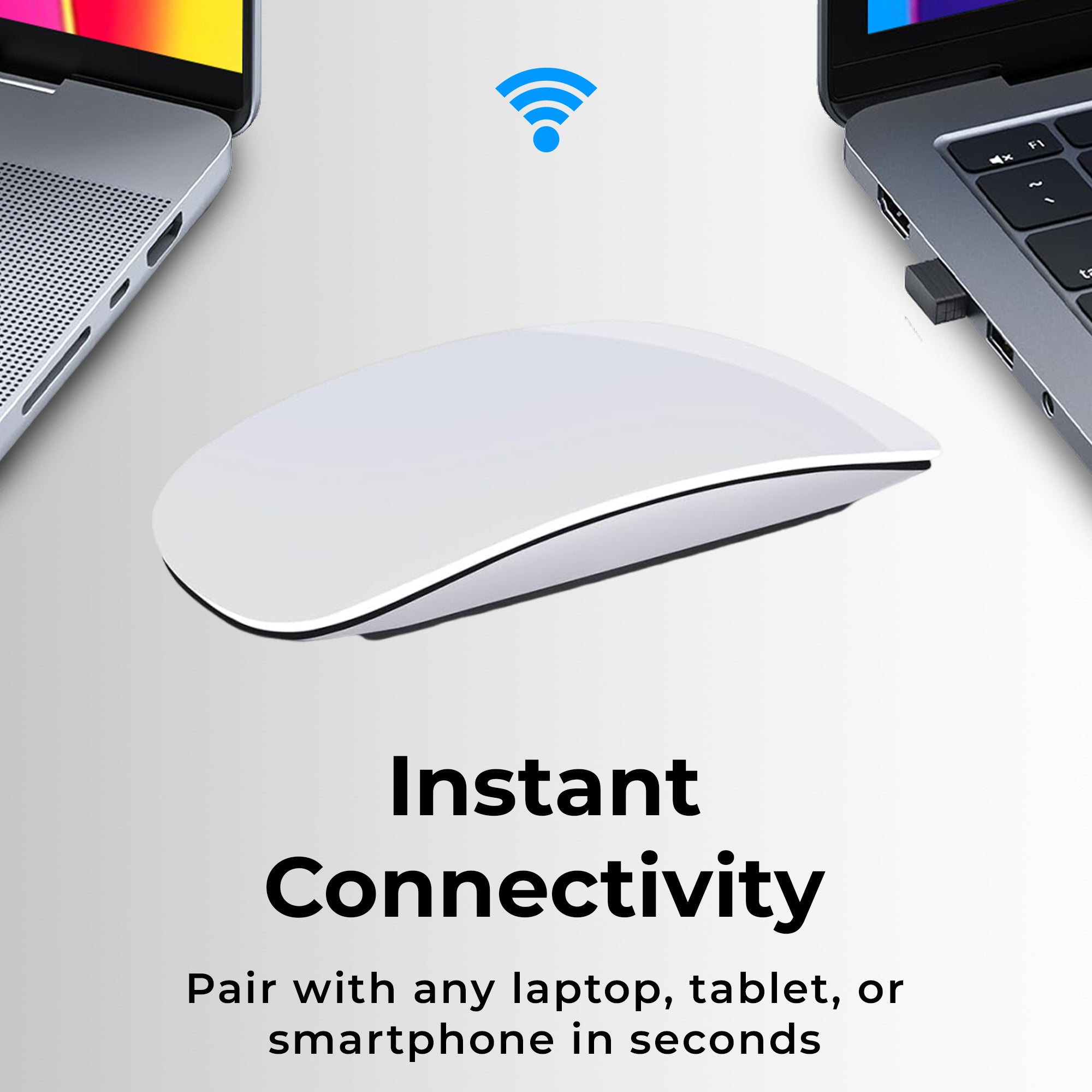 Glassology Wireless Key Scroll Optical Mouse - Effortless PC, Mac & Laptop Compatibility, Ergonomic Design, and Lightning-Fast Bluetooth 5.1 Connectivity for Enhanced Productivity in Elegant White