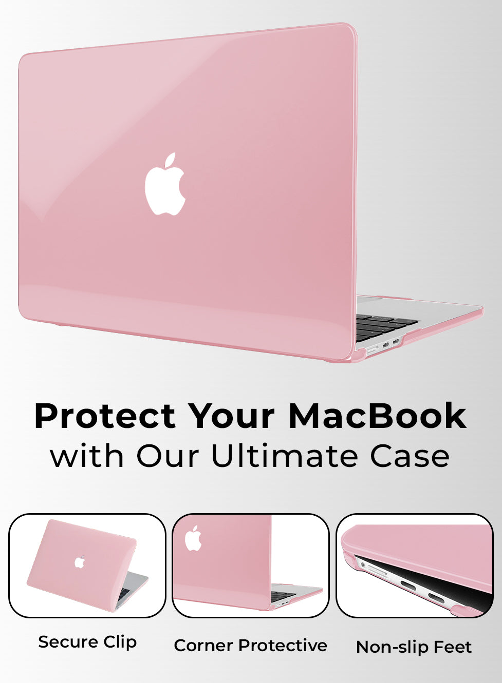 Glassology Laptop Case Compatible for New MacBook Air 13.3 inch 2018 A1932, 2019 A2179,2020 M1 A2337 with Touch ID Laptop Plastic Hard Shell Cover,with Logo Cutout Premium Material (Pink)