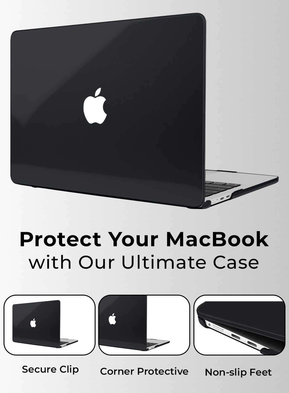 Glassology Laptop Case Compatible for New MacBook Air 13.3 inch 2018 A1932, 2019 A2179,2020 M1 A2337 with Touch ID Laptop Plastic Hard Shell Cover,with Logo Cutout Premium Material (Black)