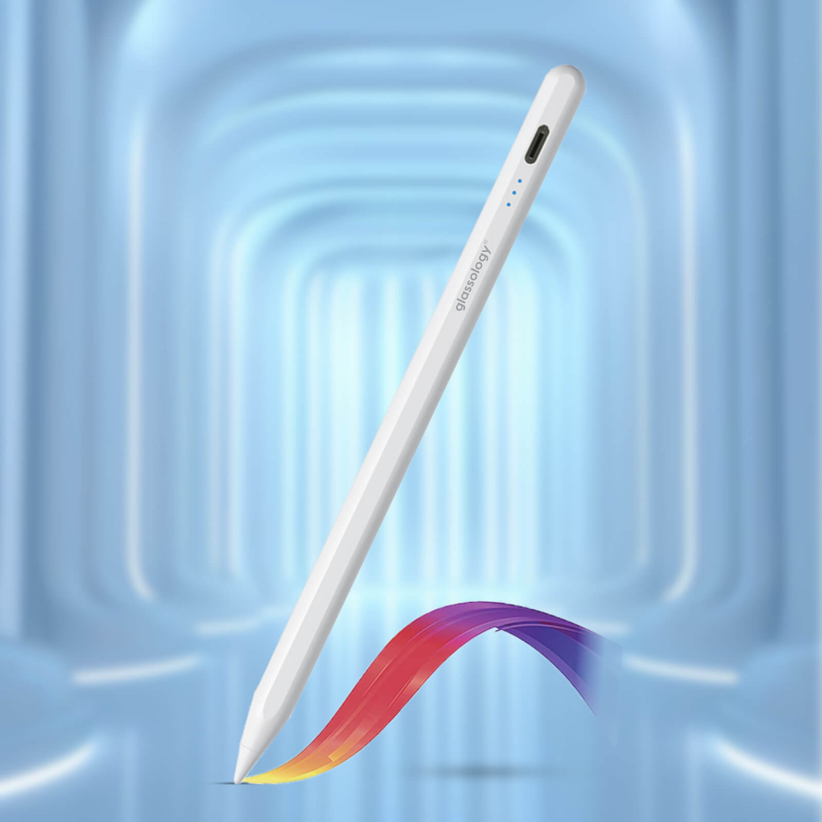 Glassology Universal Stylus Pen Compatible with iOS &Android Enabled Devices, High Precision & Sensitivity,Rechargeable Stylus Works with All The mobiles/Tabs Free Glove Inside The Box., White