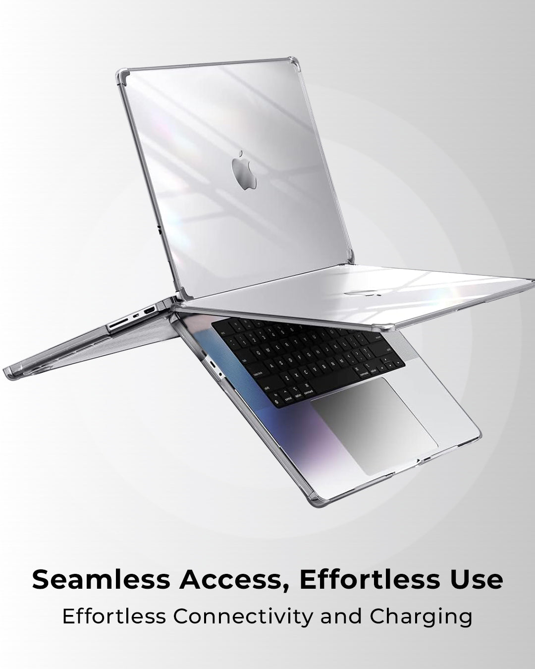 Glassology Laptop Case Compatible with New MacBook Air 15 inch M4 A3241, M3 A3114, M2 A2941 with Touch ID glassology Laptop Hard Shell Cover, with Brand Logo Cutout - Transparent