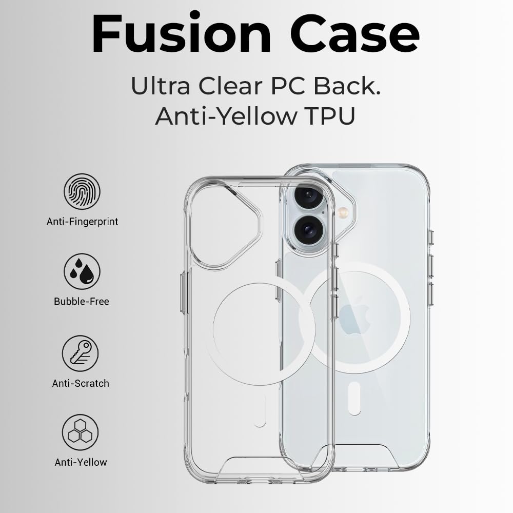 Glassology Case for iPhone 17 TPU+Acrylic Mag-Safe Clear Case Supports Wireless Charging Strong N52 Magnet Non Yellowing 360 Drop Protection All Your Edges & Screen Clear