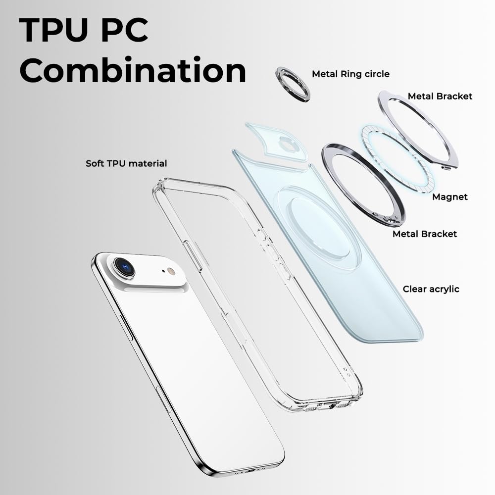 Glassology Case for iPhone 17 Air, Camera Control Cover, Ultra Hybrid Back Cover, Compatible with MagSafe Accessories, TPU, Hammer-Grade Drop Protection, Hybrid Series N5 Magnet, Clear