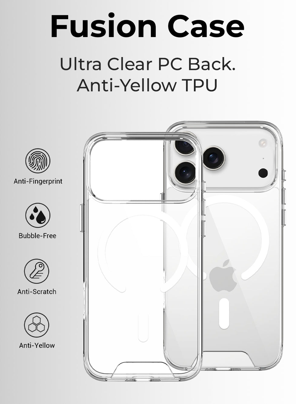 Glassology Case for iPhone 17 Pro Max, Camera Control Cover, Ultra Hybrid Back Cover, Compatible with MagSafe Accessories, TPU, Hammer-Grade Drop Protection, Hybrid Series, Clear