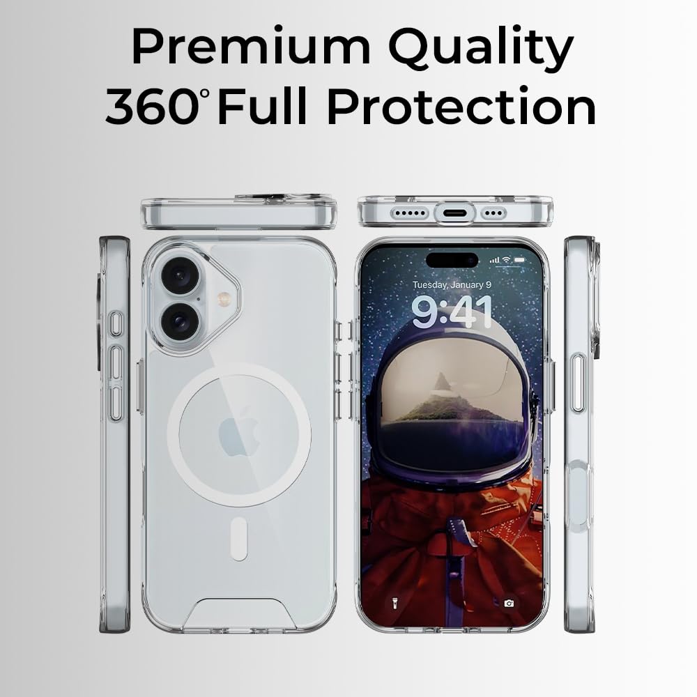 Glassology Case for iPhone 17 TPU+Acrylic Mag-Safe Clear Case Supports Wireless Charging Strong N52 Magnet Non Yellowing 360 Drop Protection All Your Edges & Screen Clear