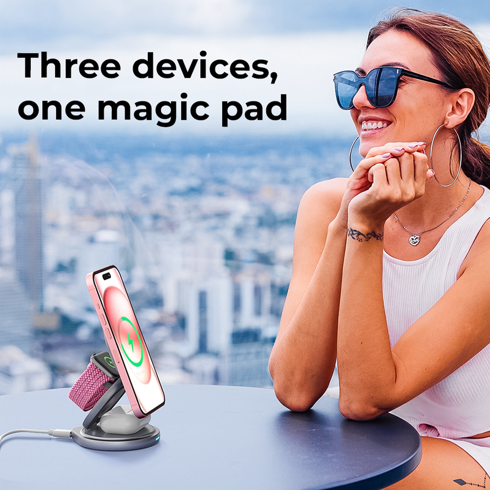 Glassology 3 in 1 magsafe Charger 23W Wireless Charger, for iPhone 17/17 Air/17 Pro/17 Pro Max, 16/16 Plus/16 Pro/16 Pro Max, 15/14/13/12, Earbuds 3rd/2nd gen & Watch, Premium Material 360 Rotatable