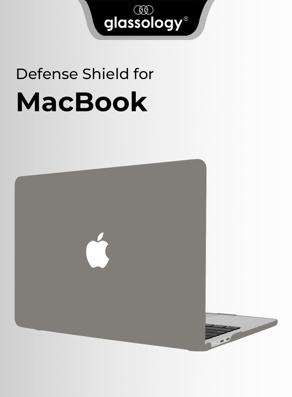Laptop Case Compatible with New MacBook Air 15 inch M4 A3241, M3 A3114, M2 A2941 with Touch ID glassology Laptop Hard Shell Cover, with Brand Logo Cutout - Grey