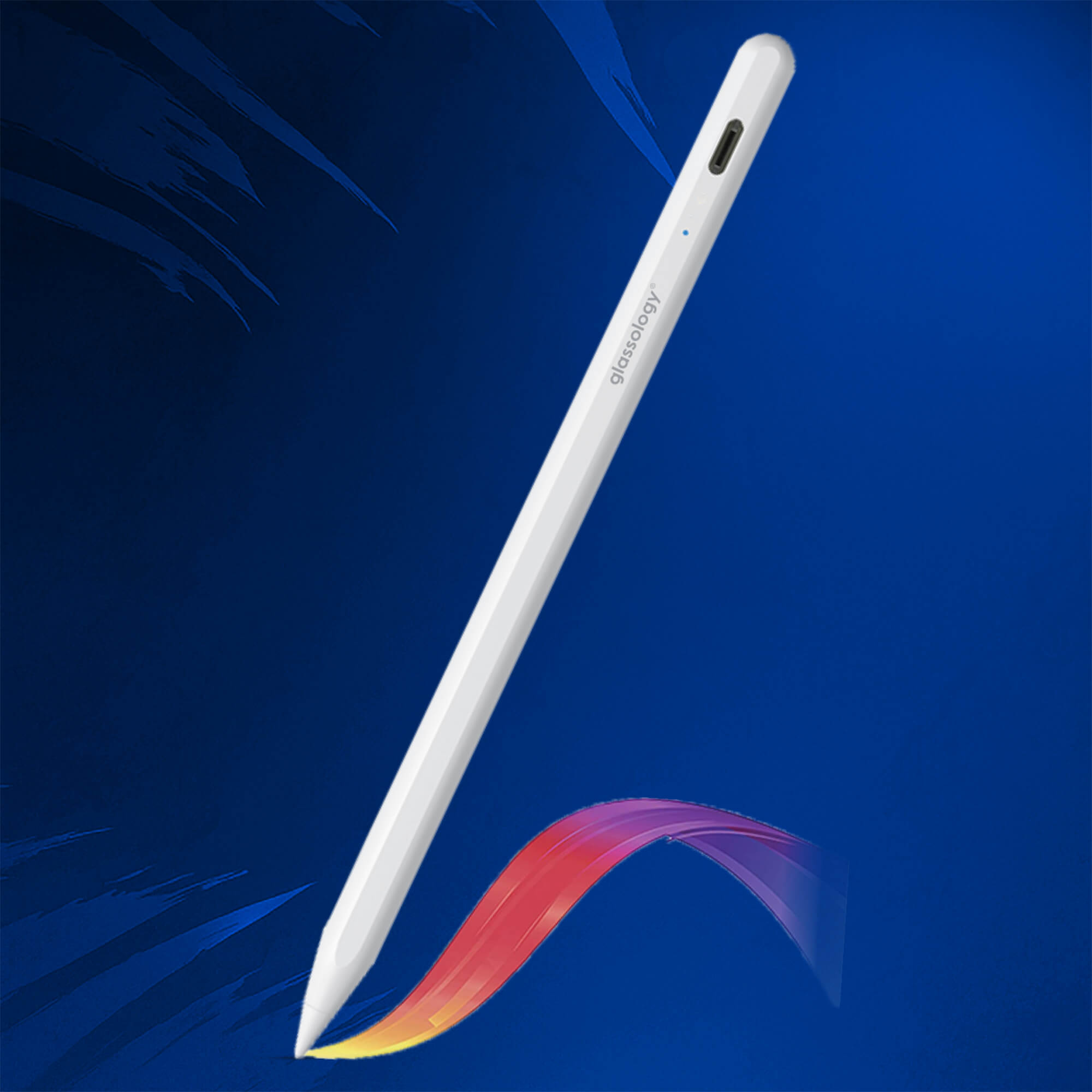 Glassology Universal Stylus Pen Compatible with iOS &Android Enabled Devices, High Precision & Sensitivity,Rechargeable Stylus Works with All The mobiles/Tabs Free Glove Inside The Box., White
