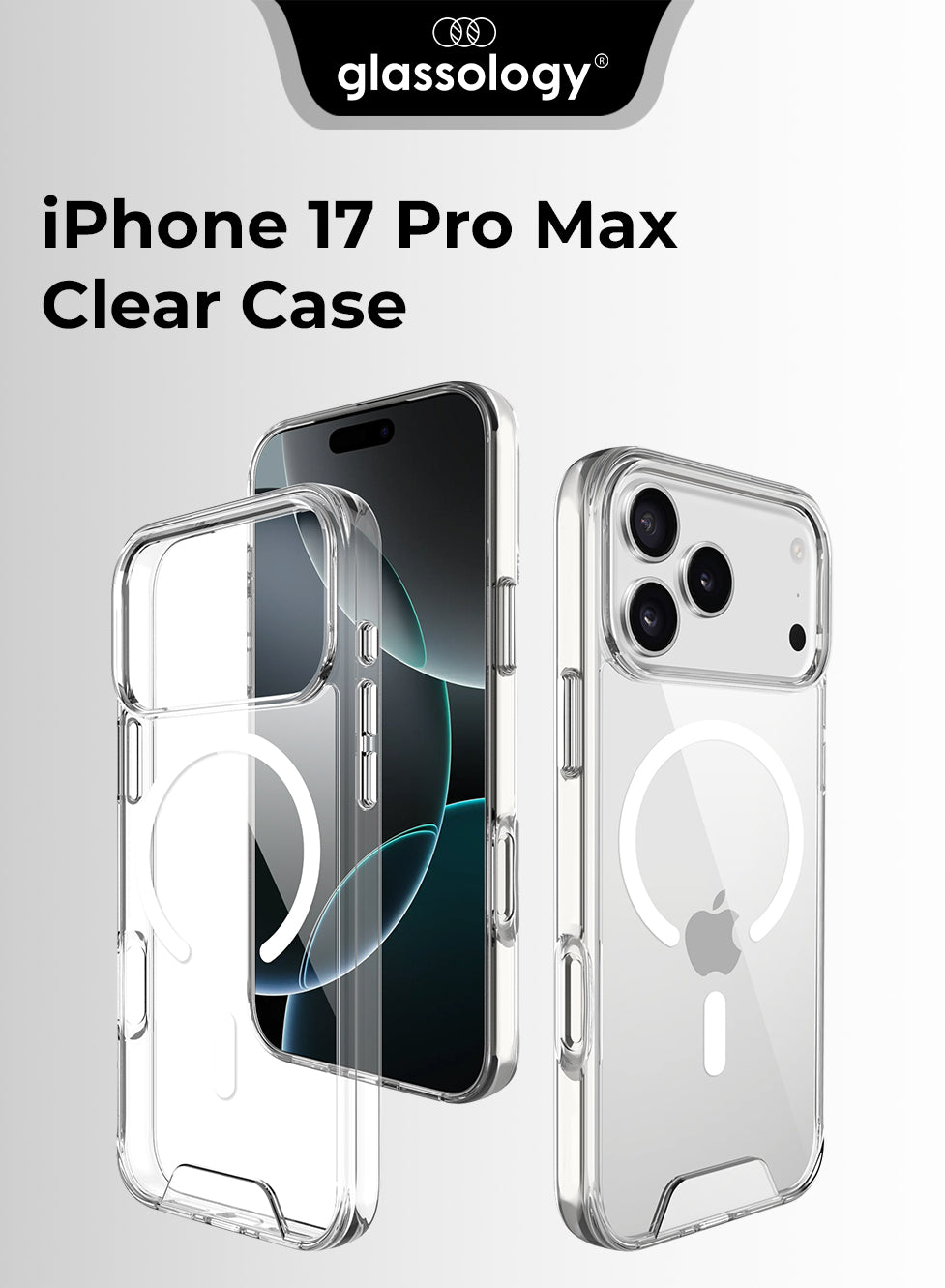 Glassology Case for iPhone 17 Pro Max, Camera Control Cover, Ultra Hybrid Back Cover, Compatible with MagSafe Accessories, TPU, Hammer-Grade Drop Protection, Hybrid Series, Clear