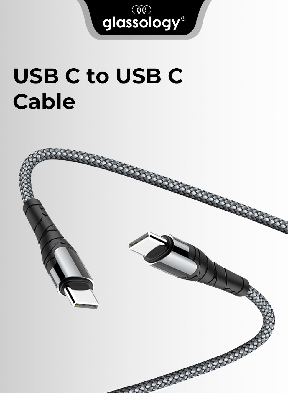 Glassoloy Type C to Type C Cable, 1M PD 60W Fast Charging USB C Cable, 480Mbps Data Transfer Cable Nylon Braided C to C Type for iPhone 17/17 Pro/17 Pro Max/16/15, Galaxy S25/S24/S23, MacBook, iPad