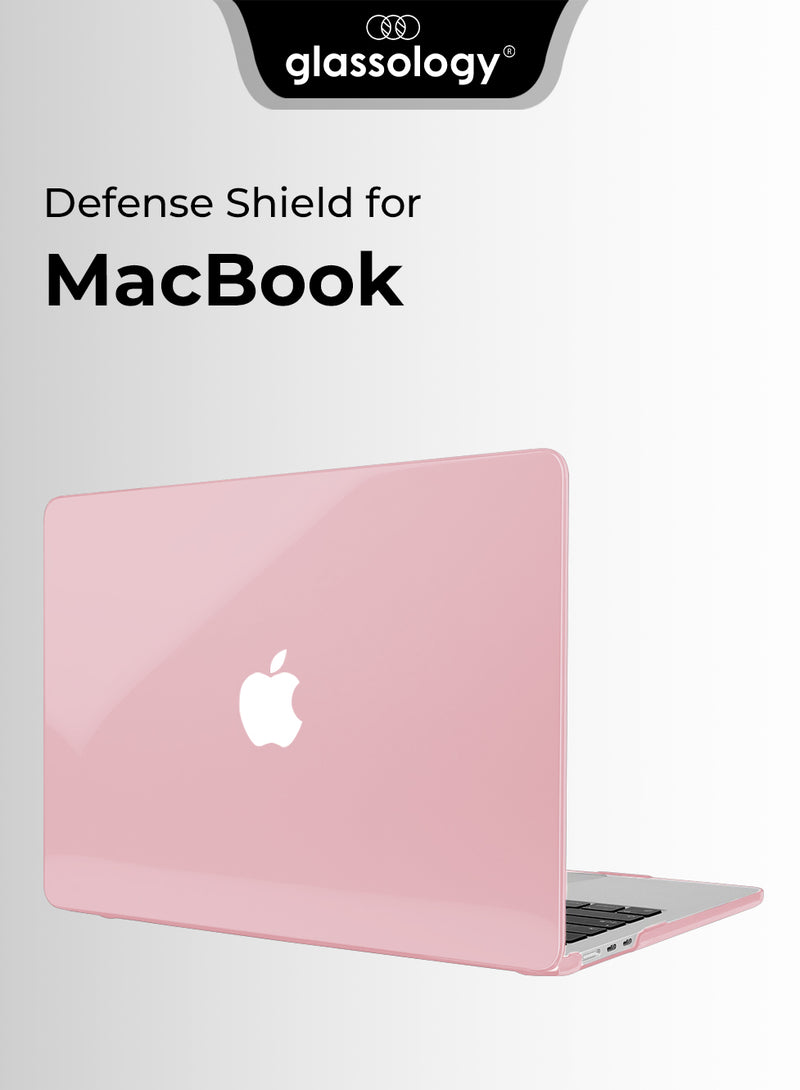 Glassology Laptop Case Compatible with New MacBook Air 15 inch M4 A3241, M3 A3114, M2 A2941 with Touch ID glassology Laptop Hard Shell Cover, with Brand Logo Cutout - Pink