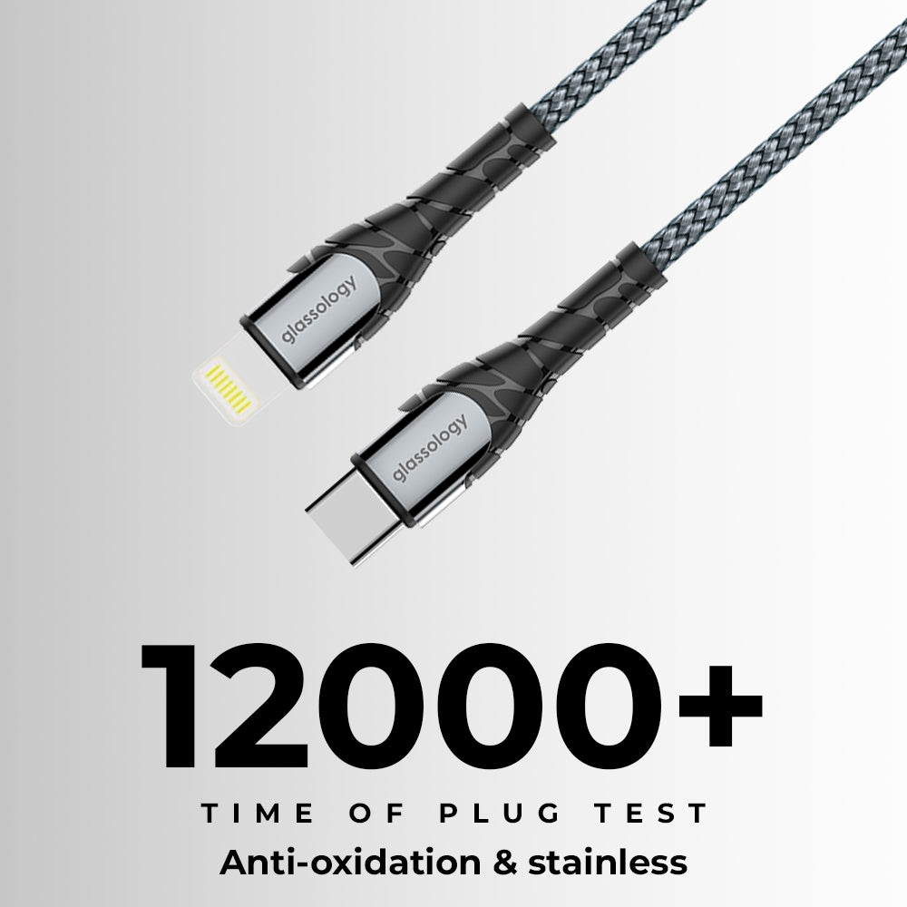 Glassology Type C To Lightning MFI Certified 30W Fast Charging Nylon Braided USB Cable C Cable For iPhone 14,14 Pro,14 Pro Max, iPhone 13 Series,12,12 Pro,11,11 Pro Max iPhone 12 Mini, X, 8 (1M)