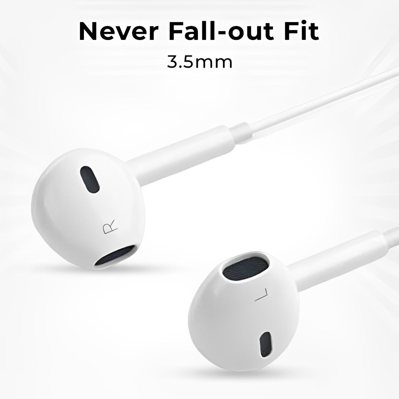 Glassology Wired Earbuds In Ear Headphones with 3.5mm Jack & Microphone Volume Control, High Bass Stereo Wired Earphones in Premium White with Universal Compatibility