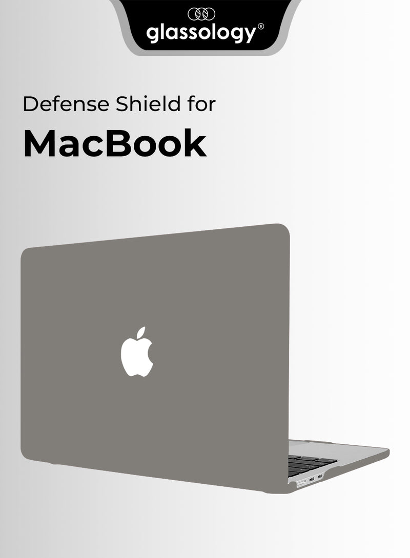 Laptop Case Compatible with New MacBook Air 15 inch M4 A3241, M3 A3114, M2 A2941 with Touch ID glassology Laptop Hard Shell Cover, with Brand Logo Cutout - Grey