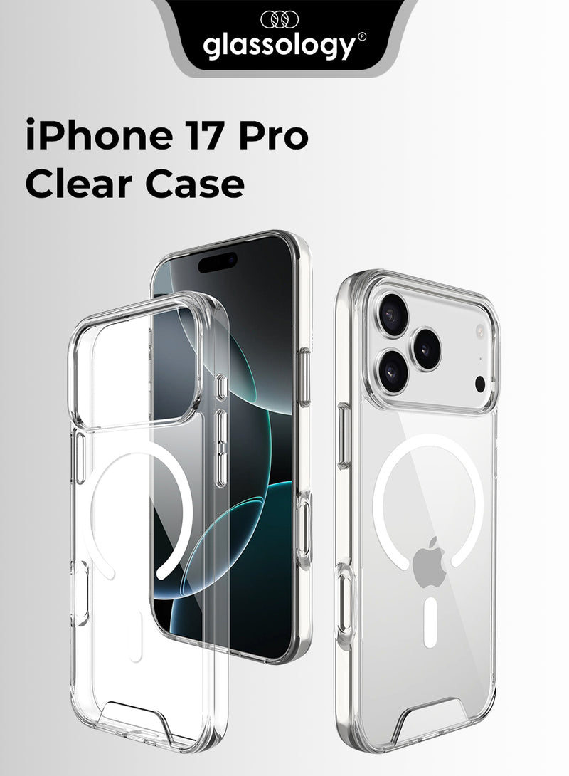 Glassology Case for iPhone 17 Pro, Camera Control Cover,Ultra Hybrid Back Cover, Compatible with MagSafe Accessories, TPU, Hammer-Grade Drop Protection, Hybrid Series, Clear